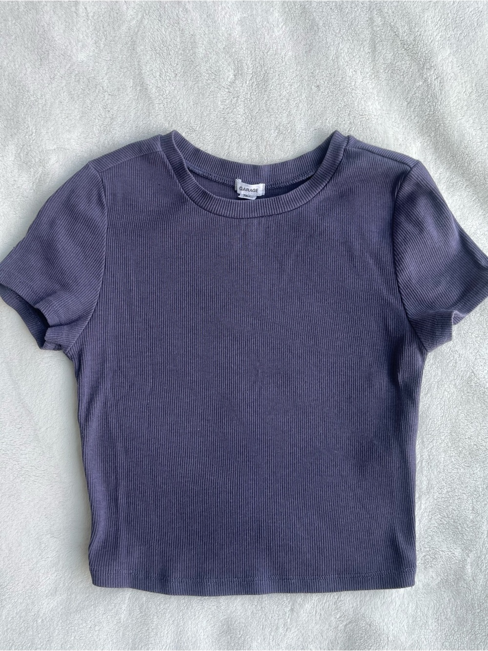 Purple Ribbed Crop Top